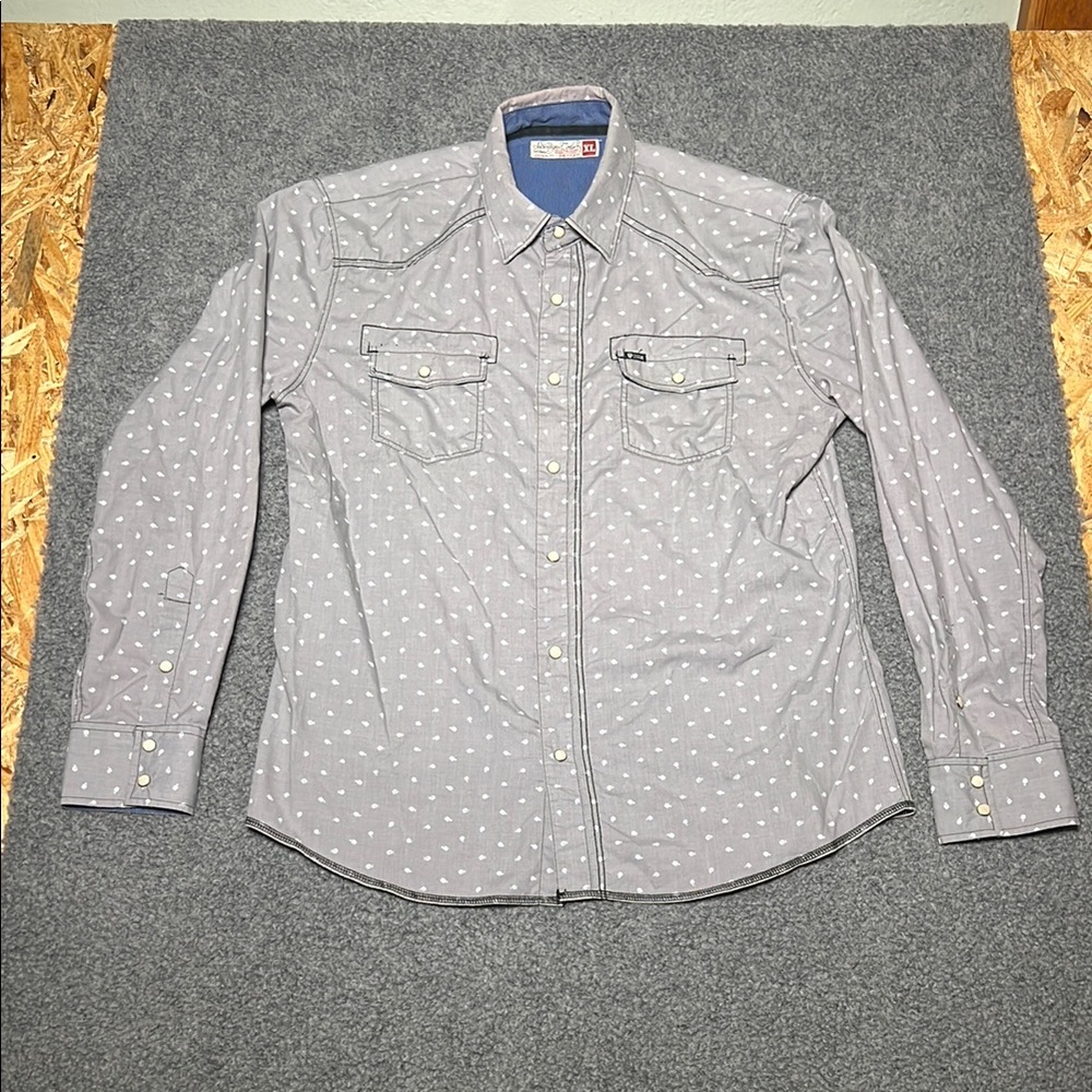 Sovereign Code Light Gray Patterned Button-Down Shirt